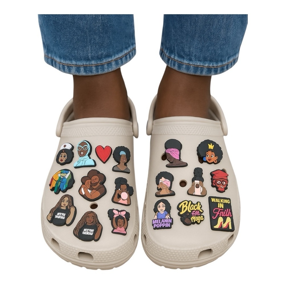Set of 20 Black Girl Magic & Empowerment Croc Shoe Charms – New